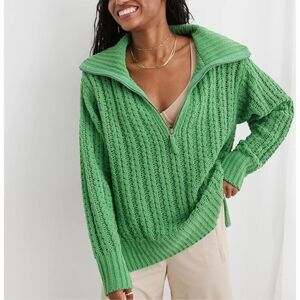 Aerie NWT Cable Car Quarter Zip Sweater sz S